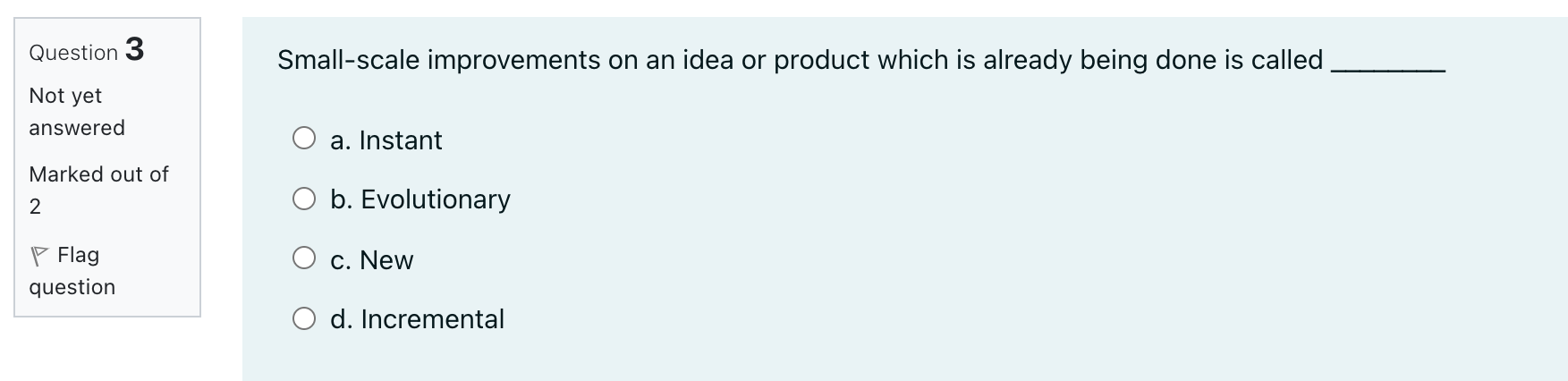 Innovation and Entrepreneurship Question 2