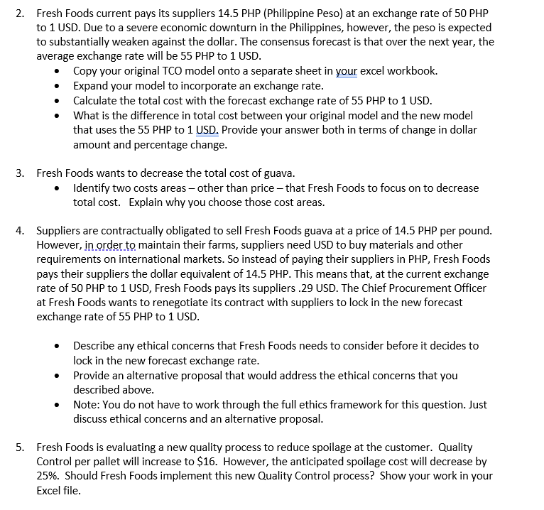 2. Fresh Foods current pays its suppliers 14.5