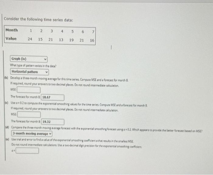 Consider the following time series data: What