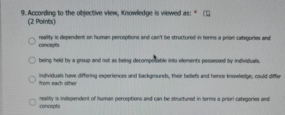9. According to the objective view, Knowledge is