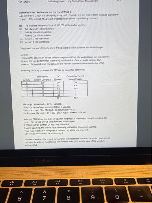 Suppose the project has been going on for five