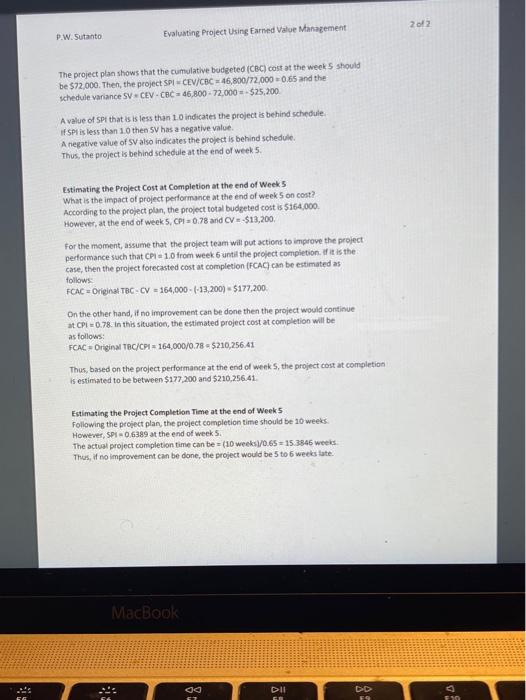 Suppose the project has been going on for five