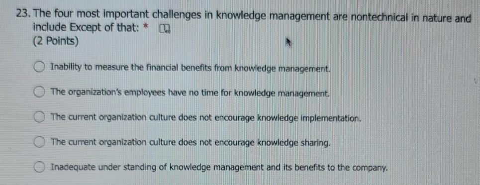 23. The four most important challenges in