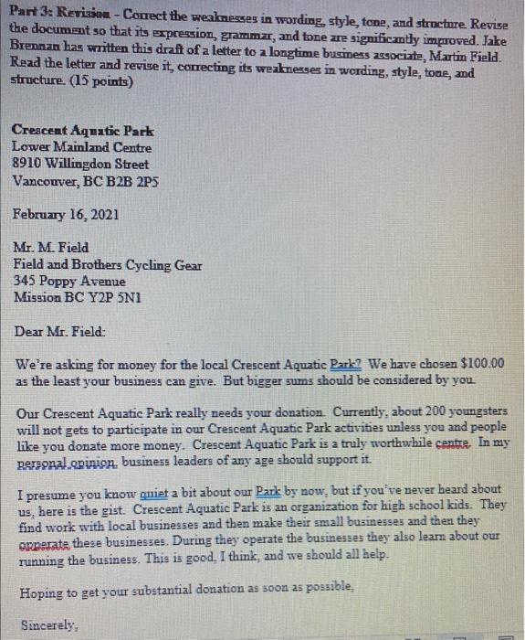 Part 3: Revision - Correct the weaknesses in