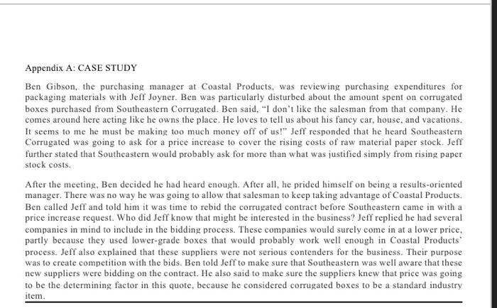 Refer to Appendix A for this qyestion. is Ben