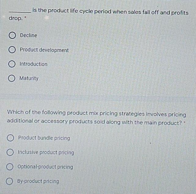 is the product life cycle period when sales fall
