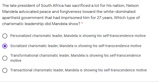 The late president of South Africa has sacrificed