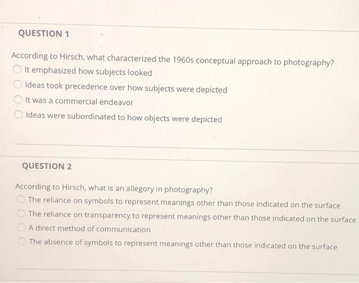 QUESTION 1 According to Hirsch, what