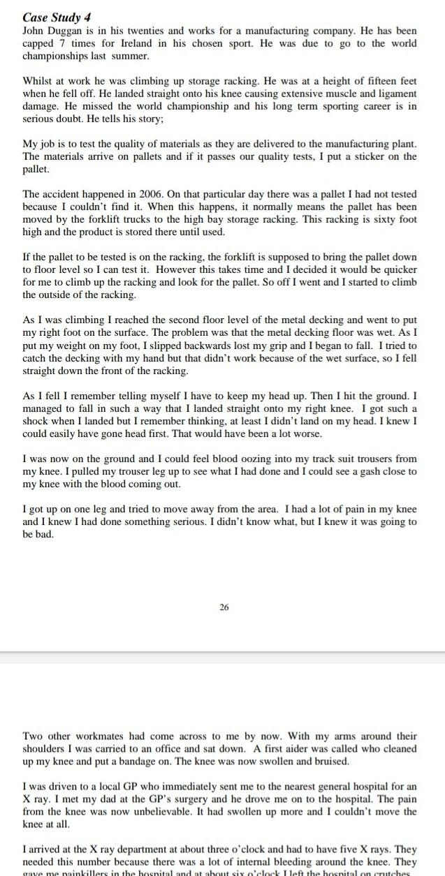 Describe following questions of case study each