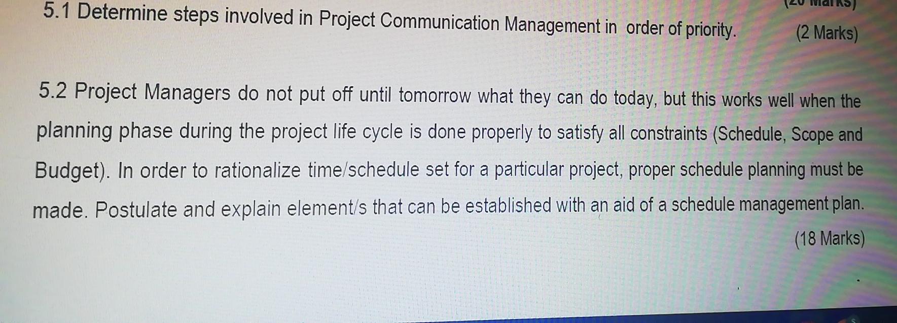 Project management 5.1 Determine steps involved