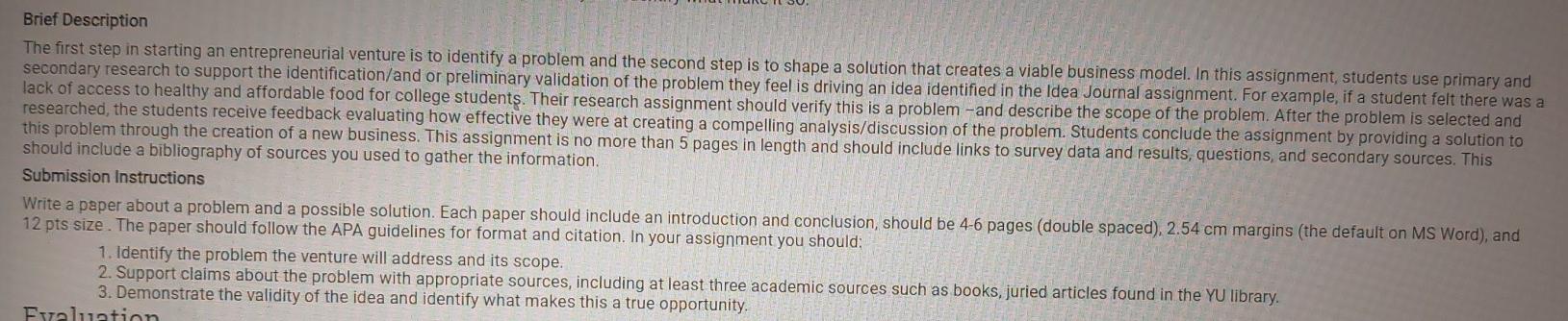 Brief Description The first step in starting an