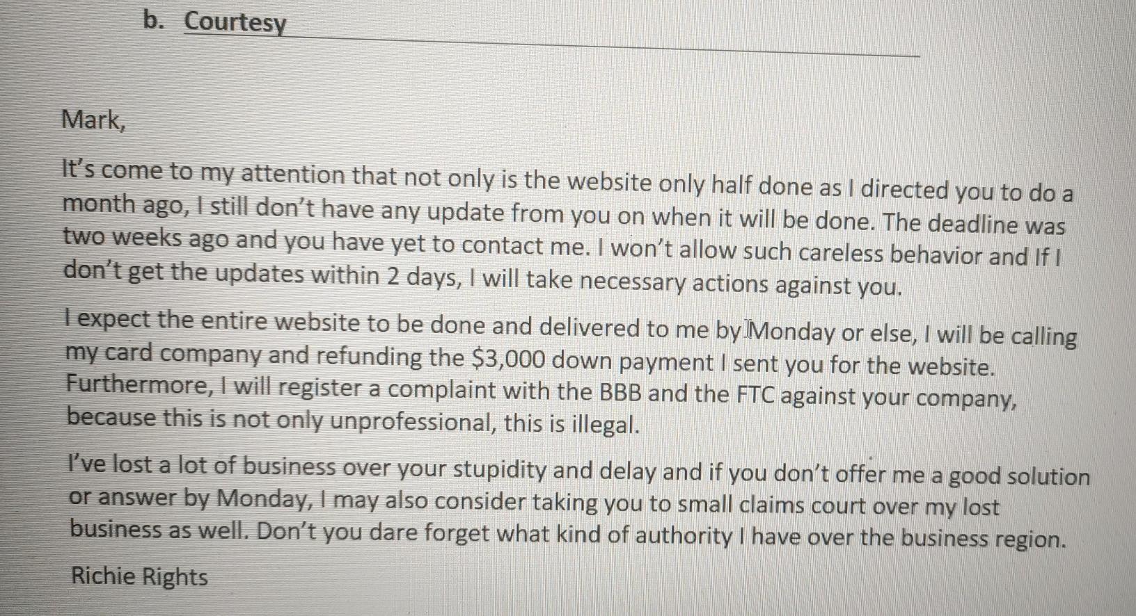 maintain 7C in the following message d.