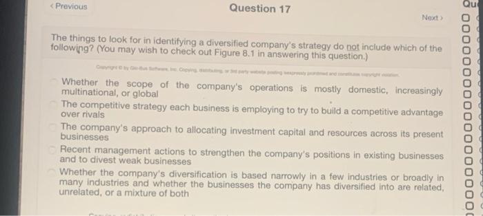 < Previous Question 17 Next The things to look