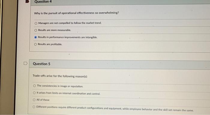 Question 4 Why is the pursuit of operational