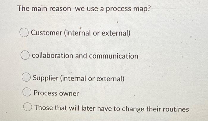 The main reason we use a process map? Customer