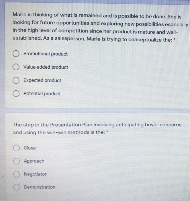 Marie is thinking of what is remained and is