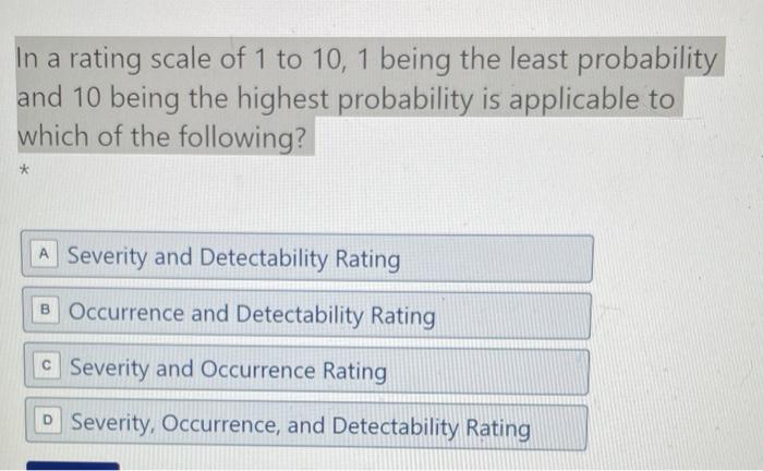 In a rating scale of 1 to 10,1 being the least