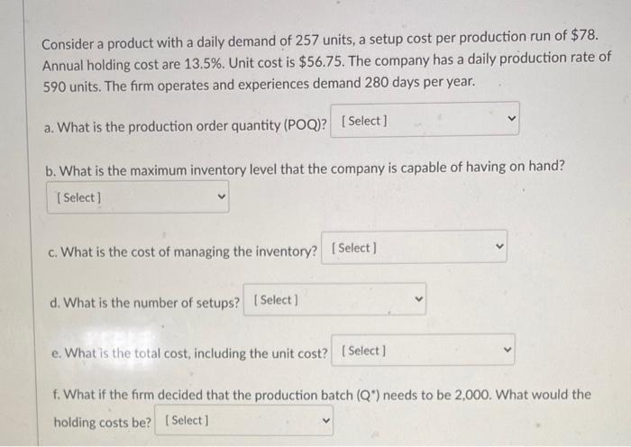 please answer C,D,E,F Consider a product with a