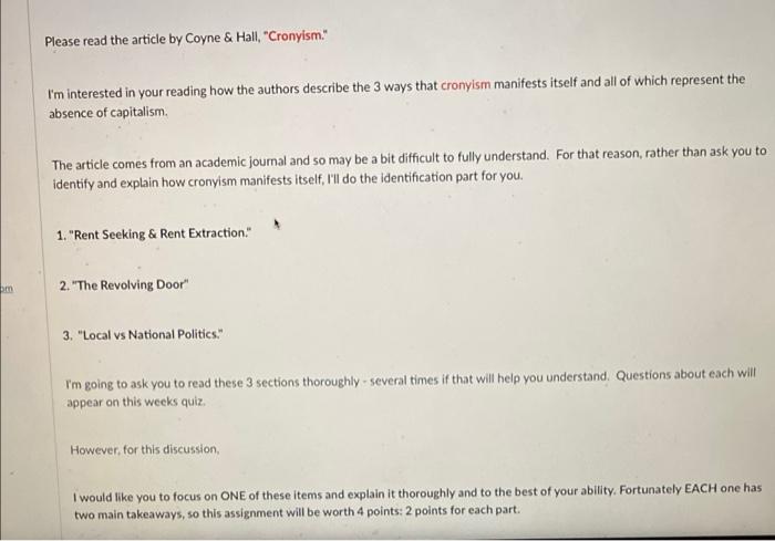 Please read the article by Coyne & Hall,