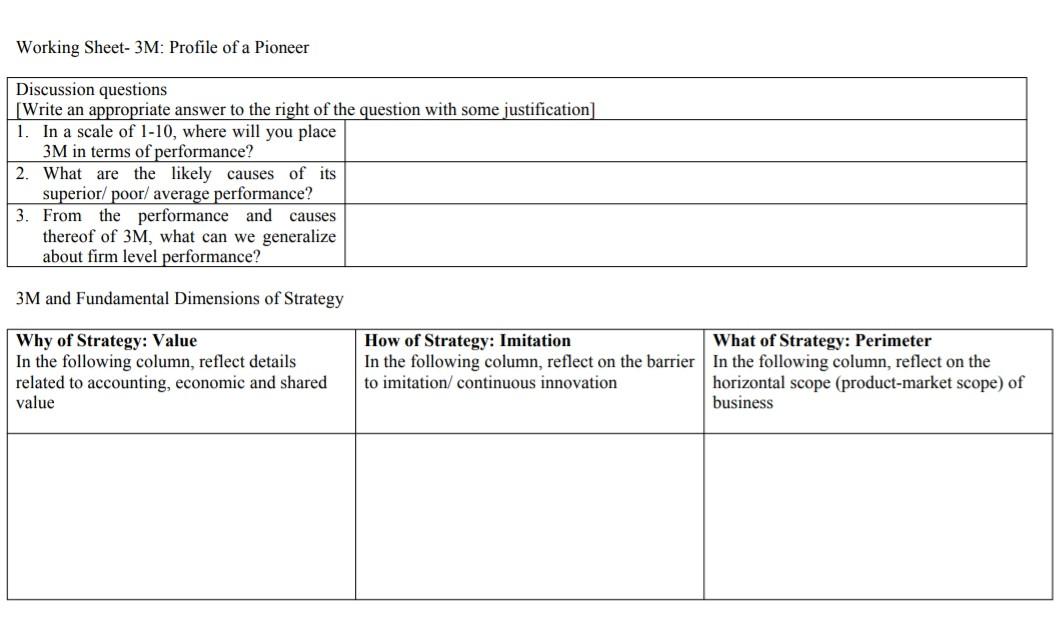 Working Sheet- 3M: Profile of a Pioneer