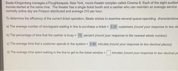 what is d? Beate Klingenberg manages a