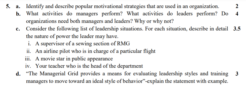 RMG is a Garments Company 5. 2 4 c. a. Identify