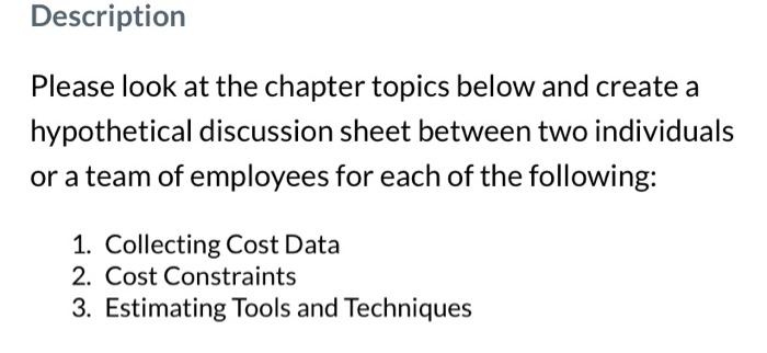 Please look at the chapter topics below and