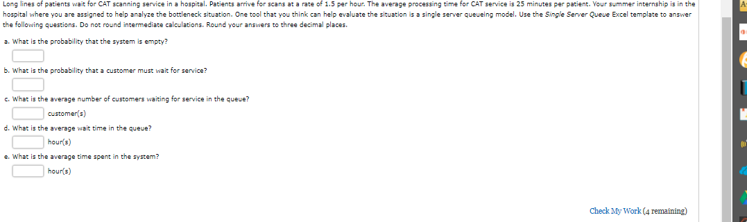 Single Server Queueing Model Enter the data only
