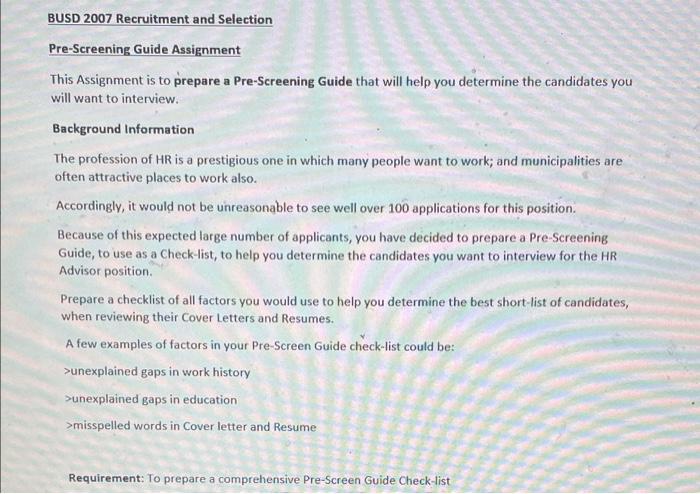 My subject is Recruitment and selection