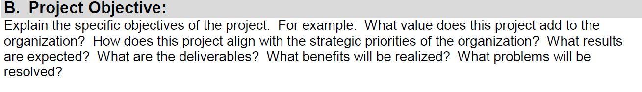 Please answer the project charter A-J. PLEASE