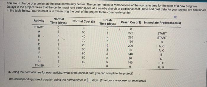 Need help asap!!! You are in charge of a project