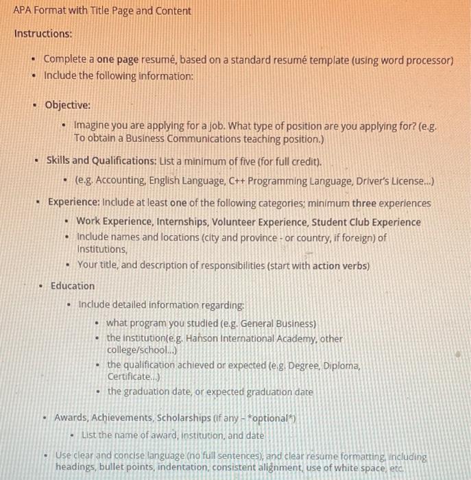 APA Format with Title Page and Content