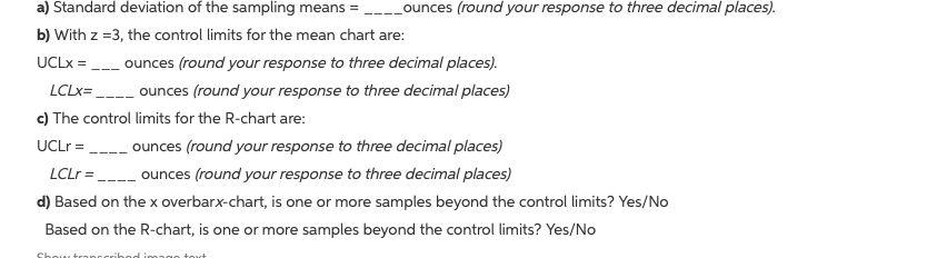 a) Standard deviation of the sampling means =