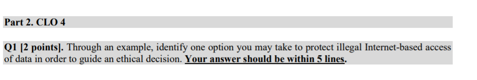 Part 2. CLO 4 Q1 [2 points). Through an example,