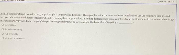 please answer all To determine if the market