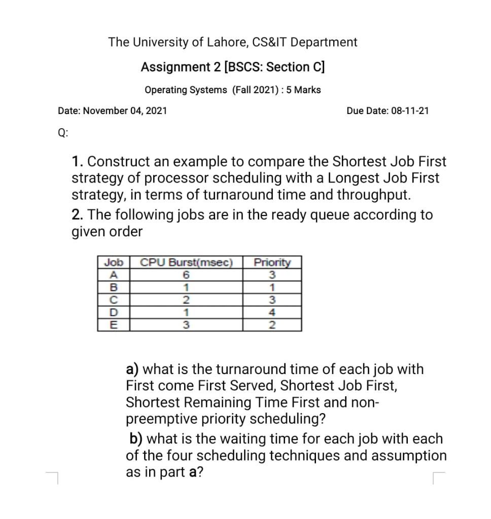 1. Construct an example to compare the Shortest