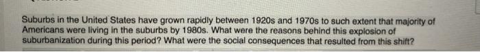 please describe in 7/8 lines. thank you Suburbs