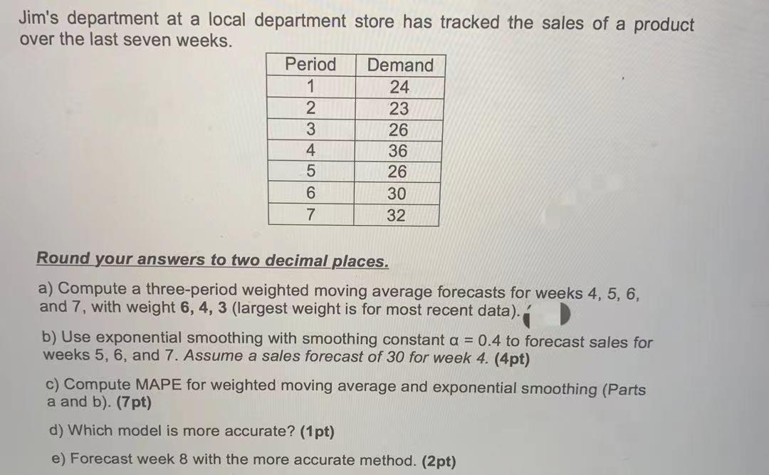 Jim's department at a local department store has