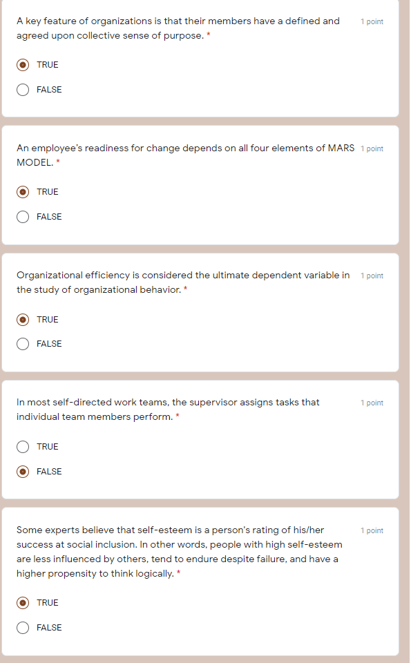 (ORGANIZATIONAL BEHAVIOUR) 1 point A key feature