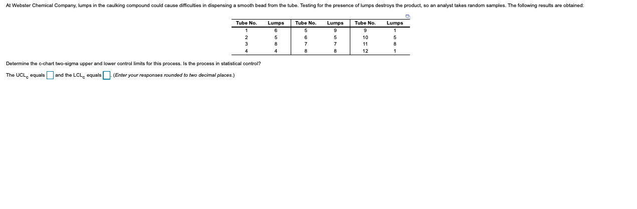 At Webster Chemical Company, lumps in the