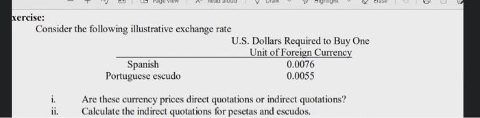 000 xercise: Consider the following illustrative