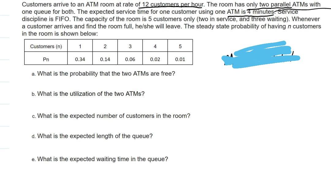 Customers arrive to an ATM room at rate of 12