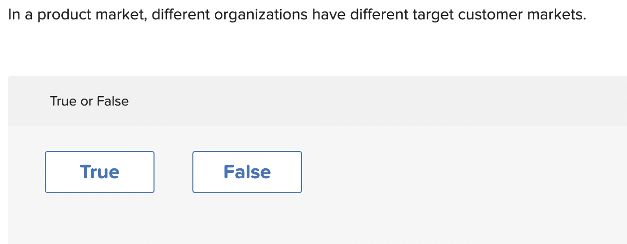 In a product market, different organizations have
