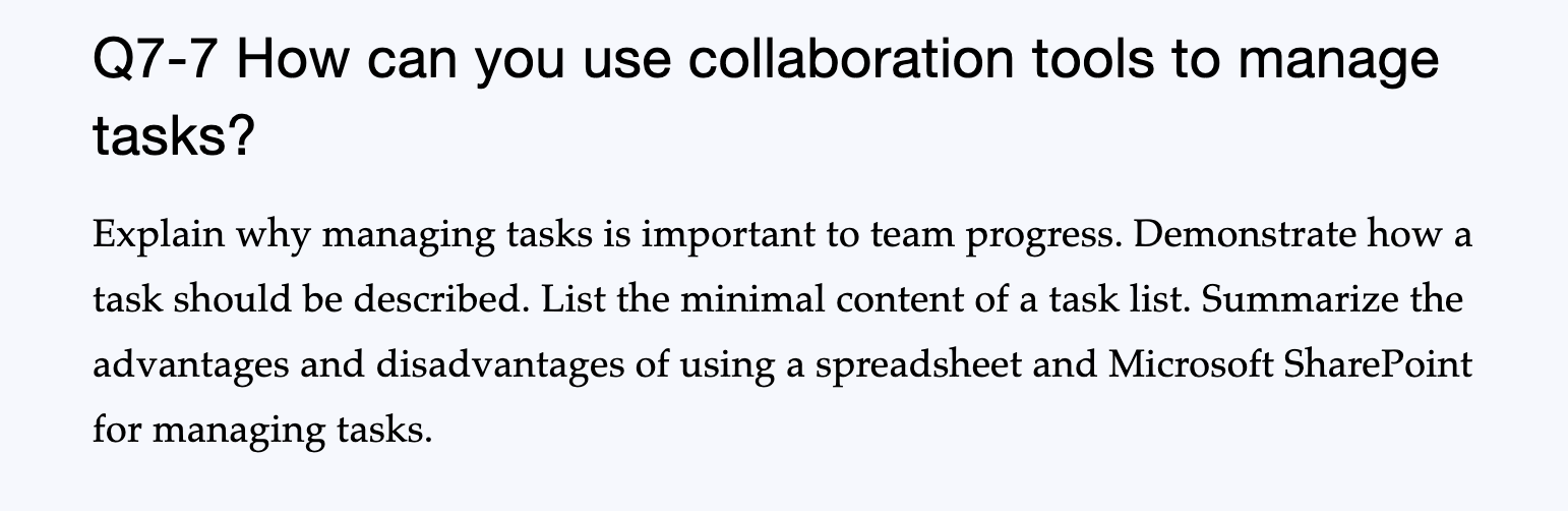 Q7-7 How can you use collaboration tools to