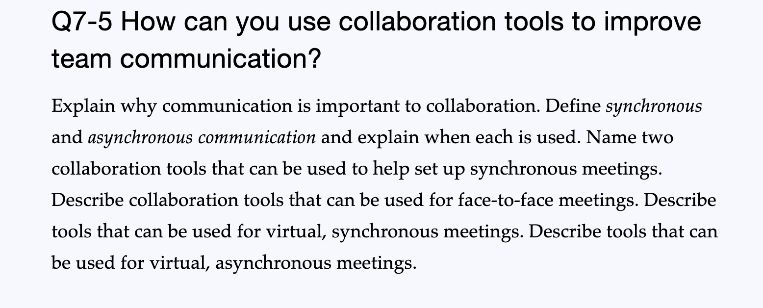 Q7-7 How can you use collaboration tools to