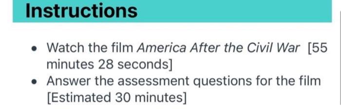 Instructions Watch the film America After the