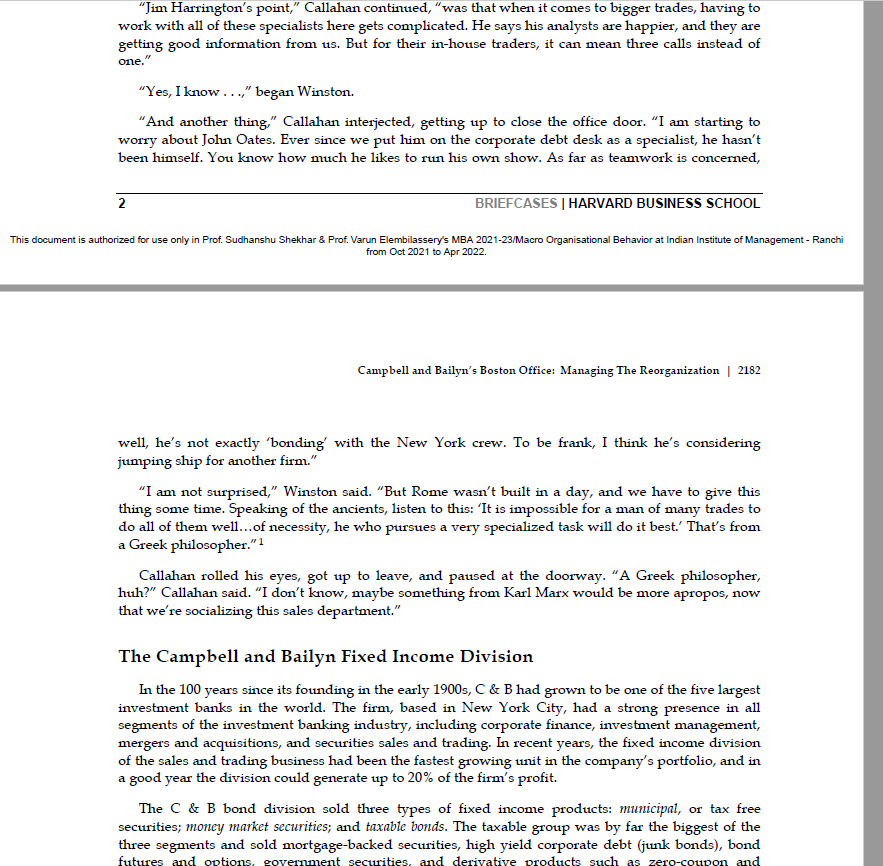 Campell and Bailyns Boston Office: Managing the