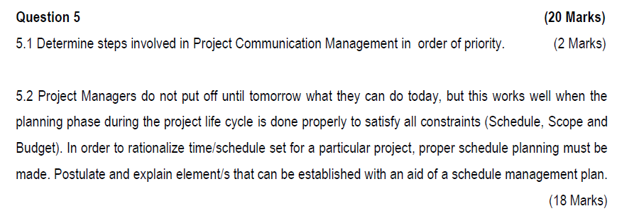 5.1 Determine steps involved in Project