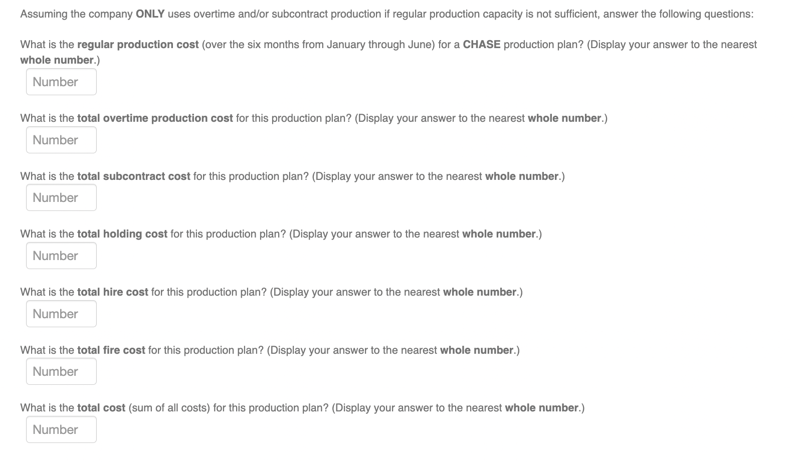 Cost variables are as follows: Here is some