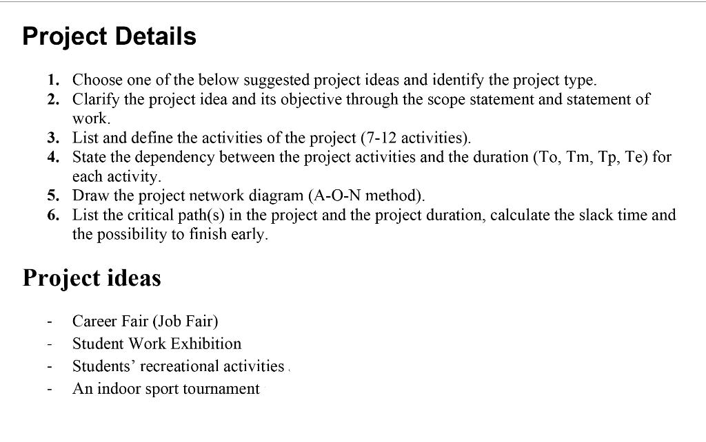 Project Details 1. Choose one of the below